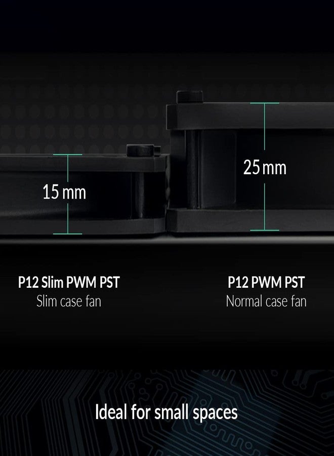 ARCTIC P12 Slim PWM PST - PC Fan, 120mm Case Fan with PWM Sharing Technology (PST), Pressure-optimised, Quiet Motor, Computer, Extra Slim, 300–2100 RPM - Black - Image 2